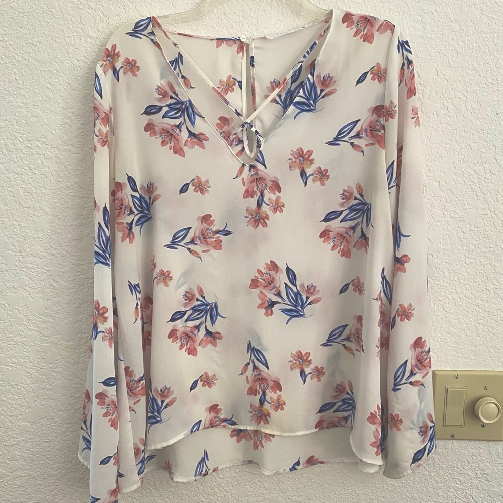 Lush 'All in Favor' Cross Front Floral Blouse